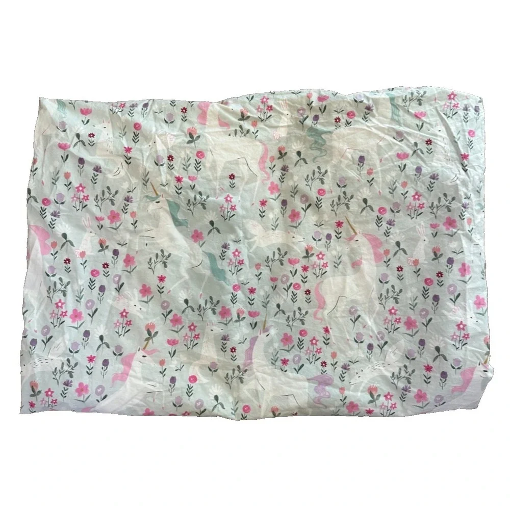 Pottery Barn Duvet Cover Mystical Unicorn Flowers Cotton 68x86